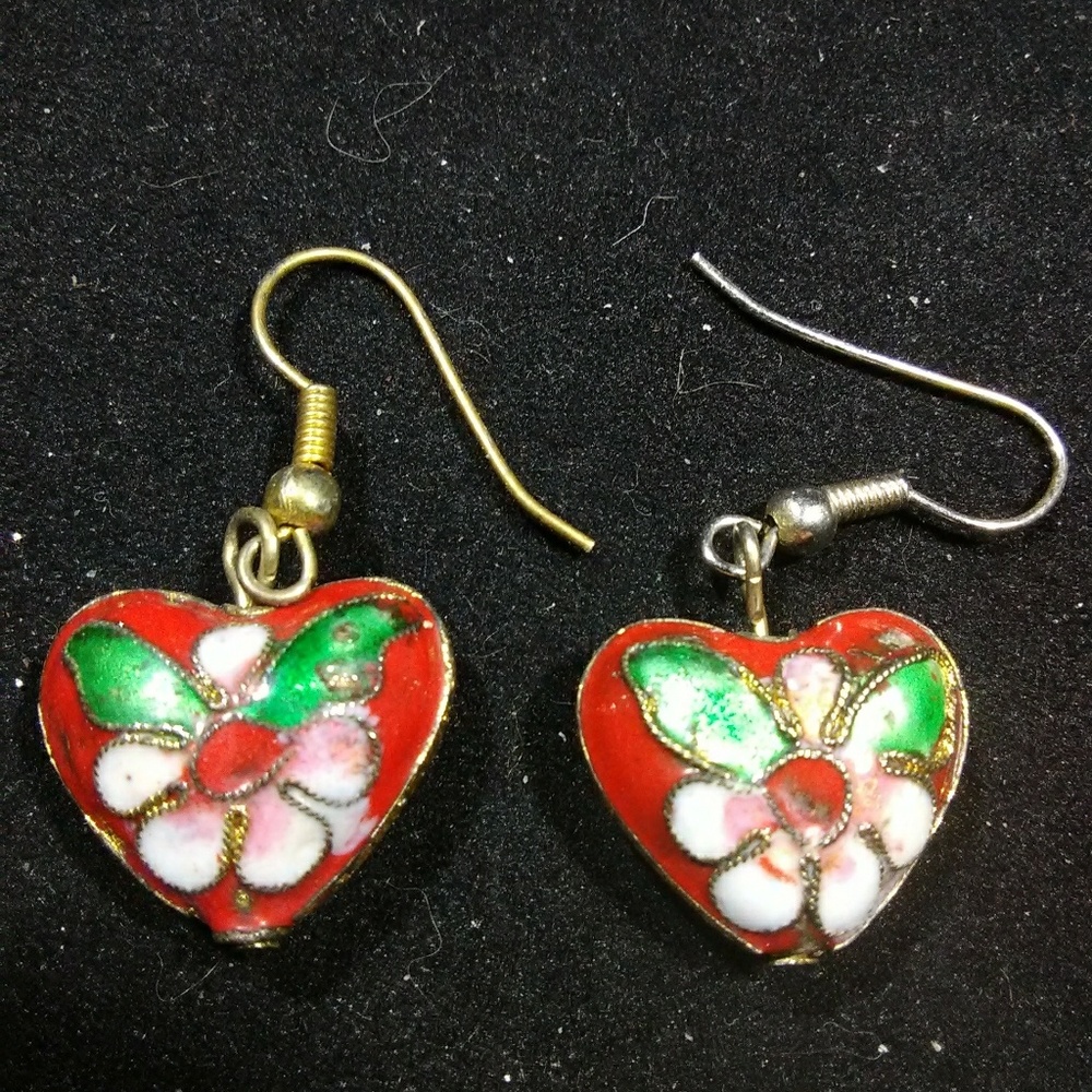 Vintage earrings enamel deco mid-century - Picture 5 of 5